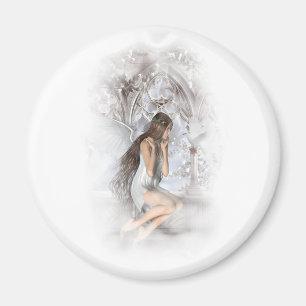 Gothic Angel and Her Dove Vignette Magnet
