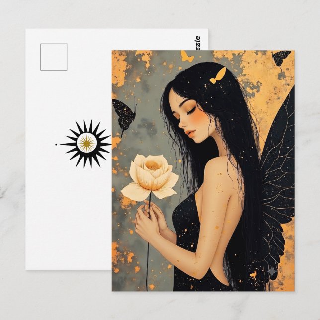 Gothic Angel and Rose | Keeping in Touch Postcard (Front/Back)