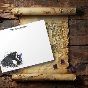 Gothic Angel Wings Black Cat Blue Fairy Notepad
