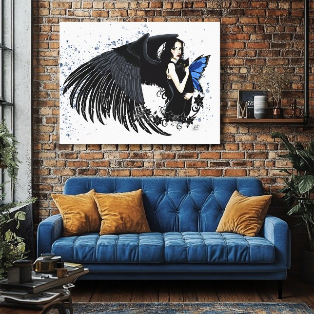 Gothic Angel Wings Black Cat Canvas Print (Creator Uploaded)