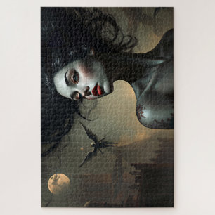 Gothic Angel Woman - Dark Fantasy Art Jigsaw Puzzle