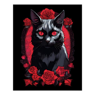 Gothic Animal Portrait Black Cat Poster