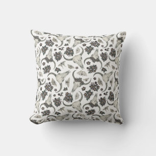Gothic Animal Skull With Flowers Pattern Cushion