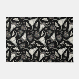 Gothic Animal Skull With Flowers Pattern Doormat