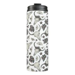 Gothic Animal Skull With Flowers Pattern Thermal Tumbler