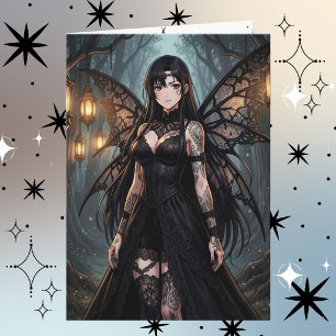 Gothic Anime Fairy Girl   Happy Birthday Card