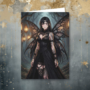 Gothic Anime Fairy Girl   Thinking About You Card
