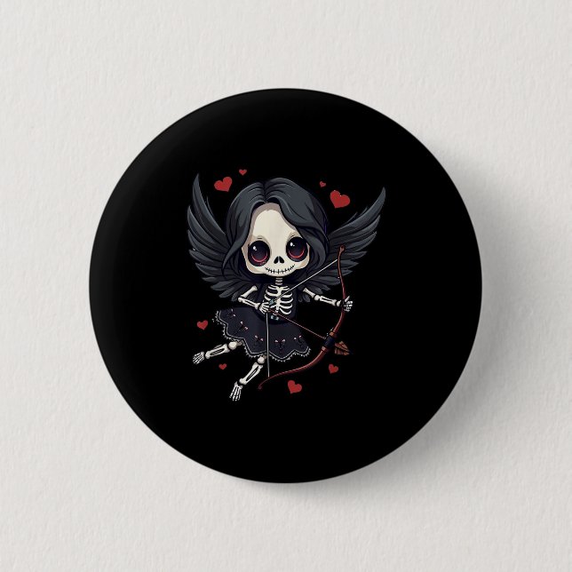 Gothic Anime Skeleton Cud – Dark Valentine Kawaii  6 Cm Round Badge (Front)