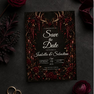 Gothic Antler Candlelit Wedding Save The Date