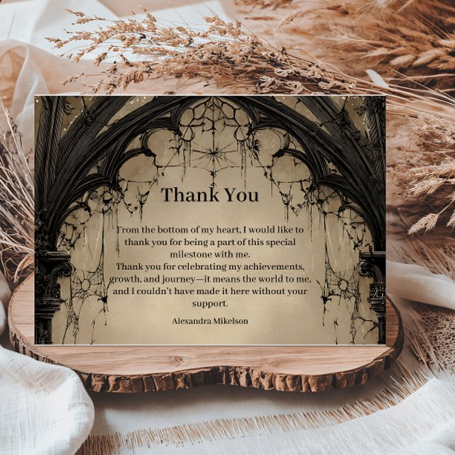Gothic Arch Black Rose Birthday Celebration Thank You Card (Creator Uploaded)