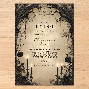 Gothic Arch Candlelight Halloween Acrylic Invitations