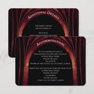 Gothic Arch Elegant Wedding Dark Black Red Enclosure Card