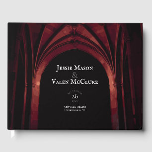 Gothic Arch Elegant Wedding Dark Black Red Guest Book