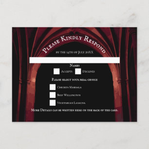 Gothic Arch Elegant Wedding Dark Black Red Holiday Postcard