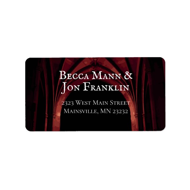 Gothic Arch Elegant Wedding Dark Black Red Label (Front)