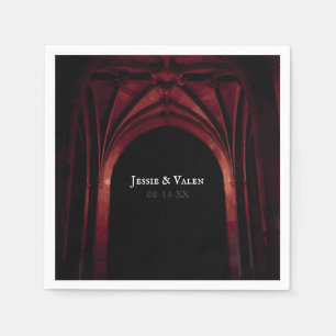 Gothic Arch Elegant Wedding Dark Black Red Napkin