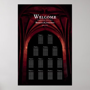 Gothic Arch Elegant Wedding Dark Black Red Poster