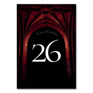 Gothic Arch Elegant Wedding Dark Black Red Table Number
