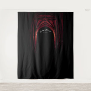 Gothic Arch Elegant Wedding Dark Black Red Tapestry