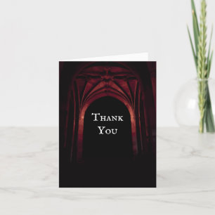 Gothic Arch Elegant Wedding Dark Black Red Thank You Card