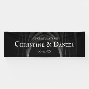 Gothic Arch Elegant Wedding Dark Black & White Banner