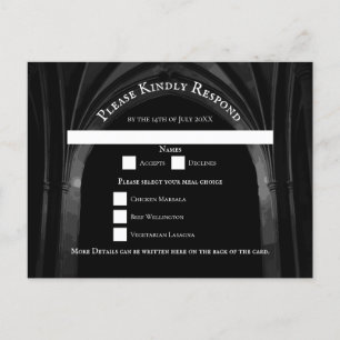 Gothic Arch Elegant Wedding Dark Black & White Holiday Postcard
