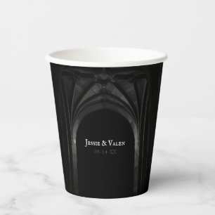 Gothic Arch Elegant Wedding Dark Black & White Paper Cups