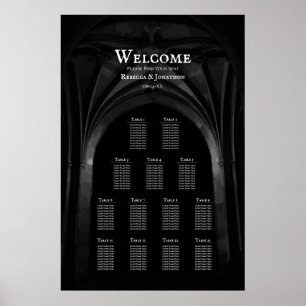 Gothic Arch Elegant Wedding Dark Black & White Poster