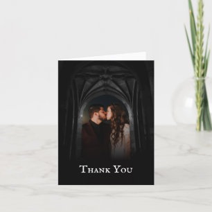 Gothic Arch Elegant Wedding Dark Black & White Thank You Card