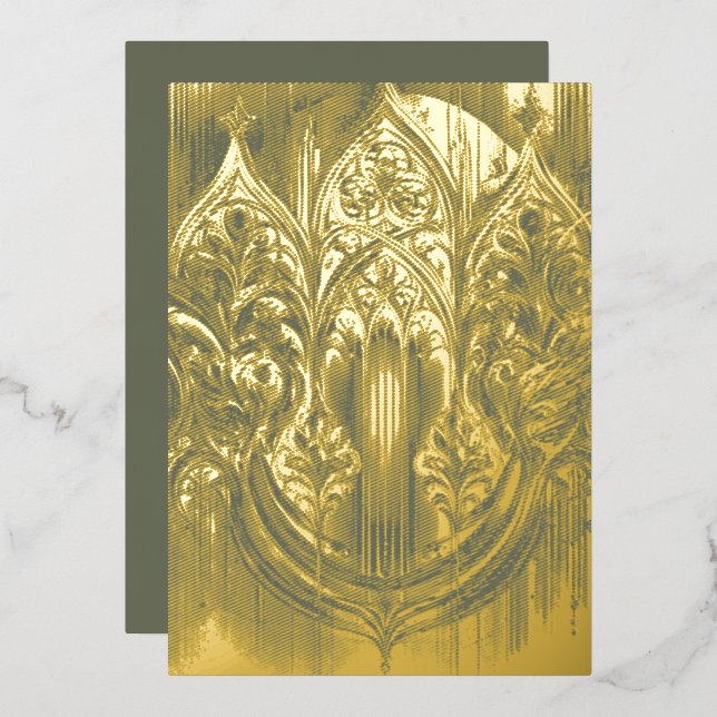 Gothic Arch Gold Foil Holiday Card (Front/Back)