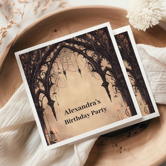Gothic Arch Midnight Birthday Napkin (Creator Uploaded)