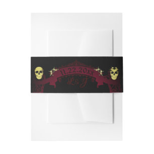Gothic Arch Trellis and Skulls Wedding Invitation Belly Band
