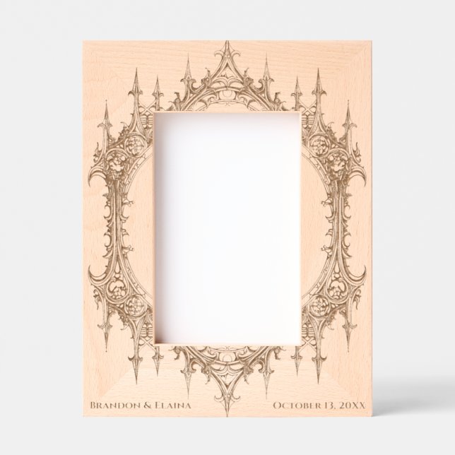 Gothic Arch Wedding Anniversary Couples Etched Frames (Front)