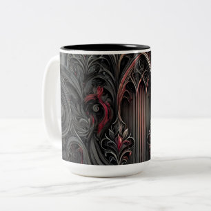 Gothic Arched Design Coffee Mug – Black and Red Ar