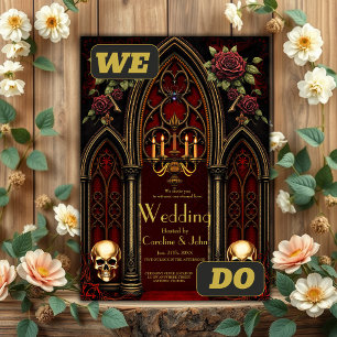 Gothic Archway with Skulls.  Invitation