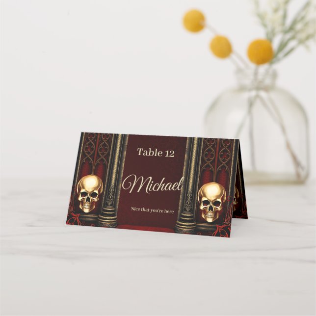Gothic Archway with Skulls.  Place Card (Front)