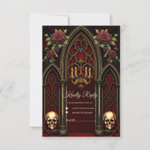 Gothic Archway with Skulls.  RSVP Card