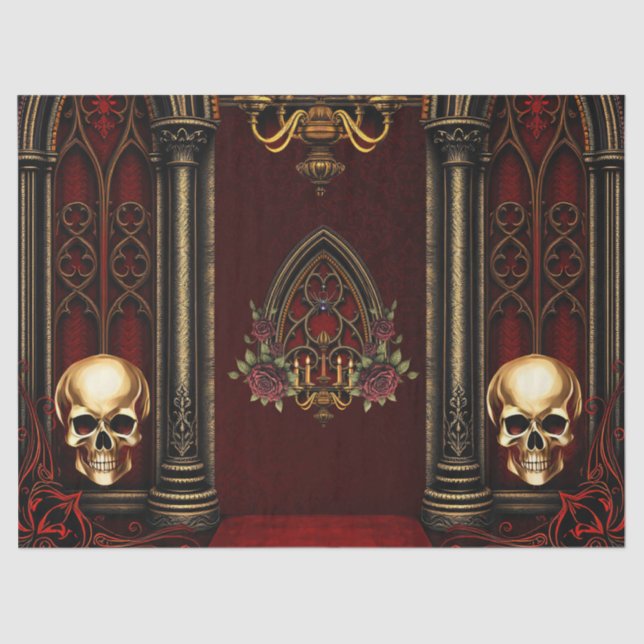 Gothic Archway with Skulls.  Tissue Paper (Front)