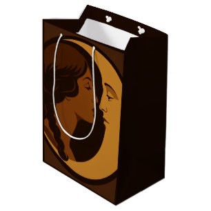 Gothic Art Deco Girl and Crescent Moon  Medium Gift Bag