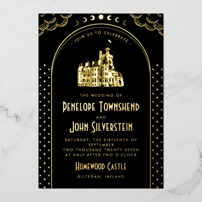 Gothic Art Deco Red Gold Castle Wedding (Front)