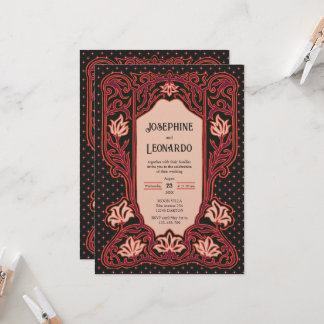 Gothic Art Nouveau Dark Vintage Floral Invitation