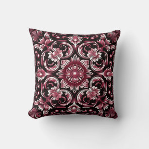 Gothic Art Nouveau Elegant Burgundy Chic Pattern Cushion
