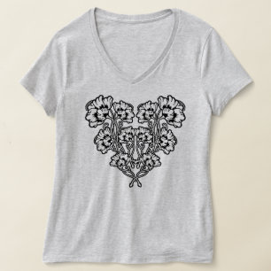 Gothic Art Nouveau Flower Heart T-Shirt