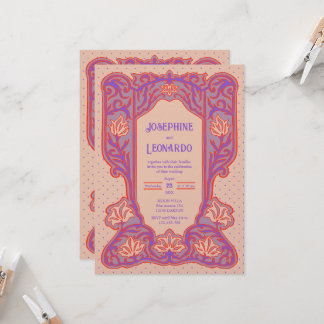Gothic Art Nouveau - Purple & Blush Invitation