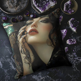 Gothic Art Nouveau Woman Cushion