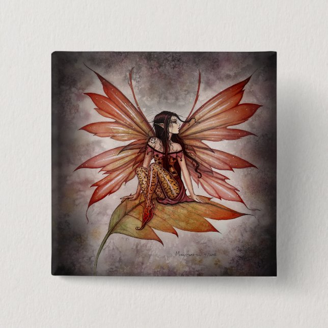 Gothic Autumn Fairy Button by Molly Harrison (Front)