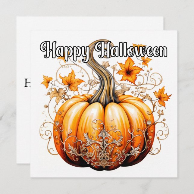 Gothic Autumn Harvest Halloween Pumpkin Card (Front/Back)