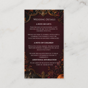 Gothic Autumn Pumpkin Wedding Enclosure Card