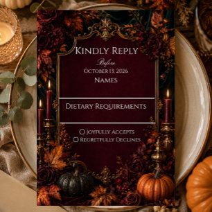Gothic Autumn Pumpkin Wedding RSVP Card