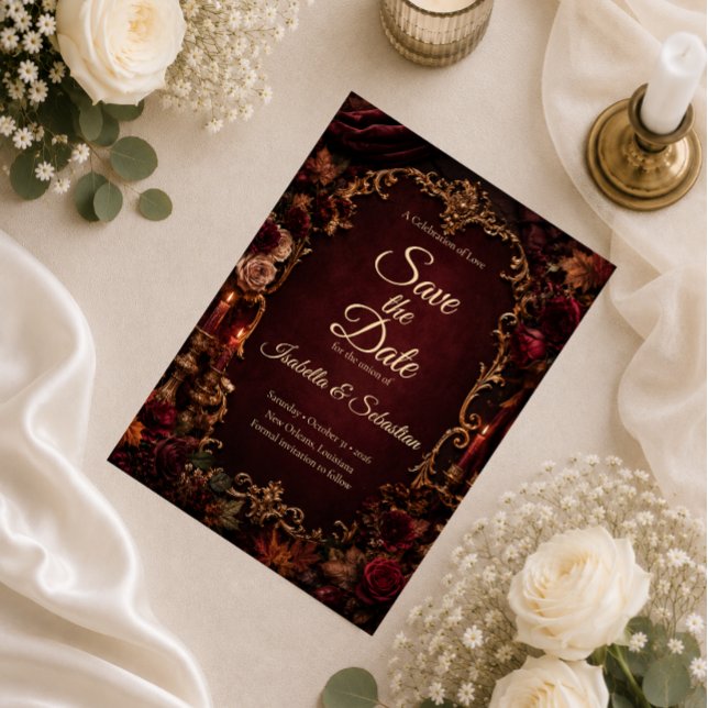 Gothic Autumn Romance Wedding Save The Date (Creator Uploaded)